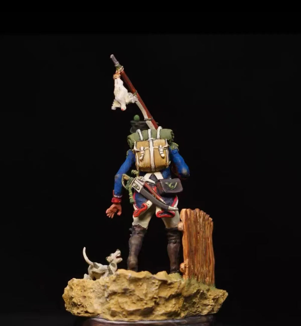 1/32 Napoleonic French Standard Bearer, Resin Model Figure Kit, Unassembled and Unpainted