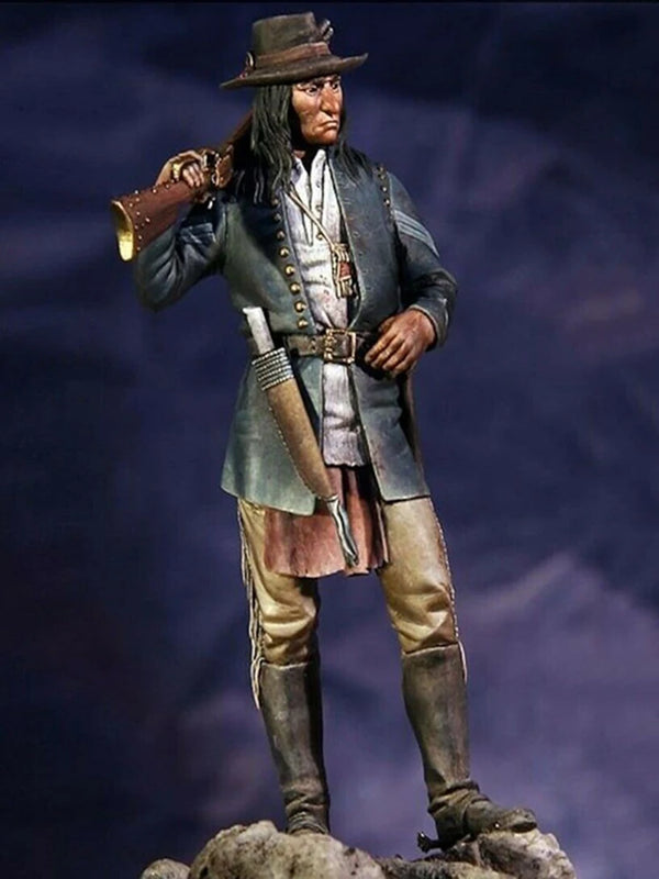 75mm Ancient Bearded Frontier Gunslinger with Long Coat, Resin Model Figure Kit, Unassembled and Unpainted