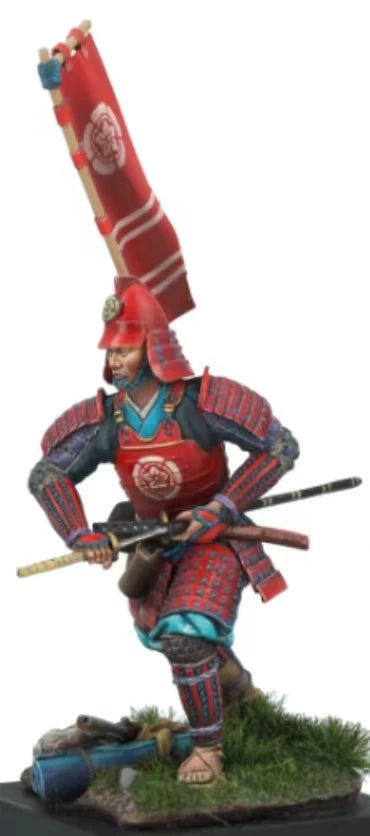 1/24 Samurai Warrior in Crimson Armor with Naginata, Resin Model Figure Kit, Fantasy Theme, Unassembled and Unpainted
