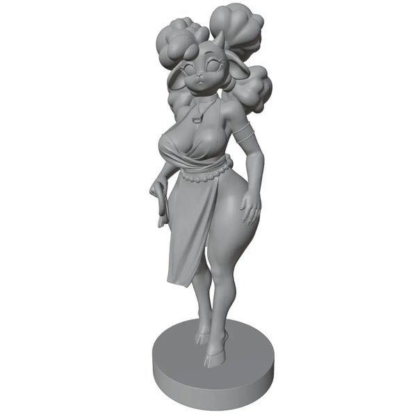 1/24 Female with Voluminous Puffy Hair and Crescent Accessory, Resin Model Figure Kit, Anime Theme, Unassembled and Unpainted