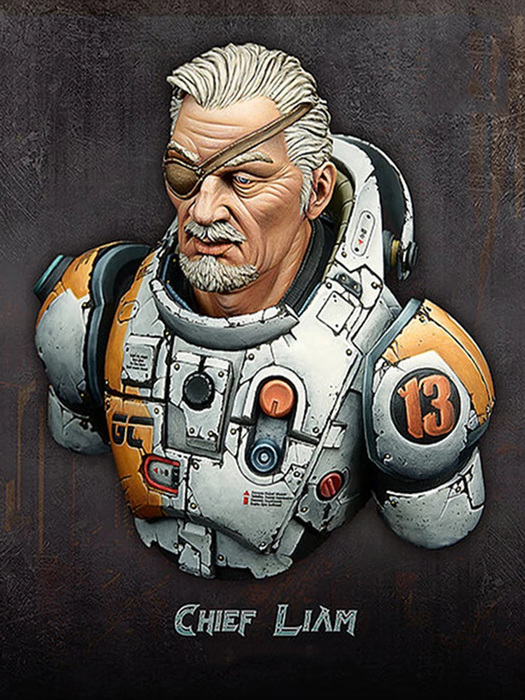 1/10 Military Commander, Resin Model Bust Kit, Sci-Fi Theme, Unassembled and Unpainted