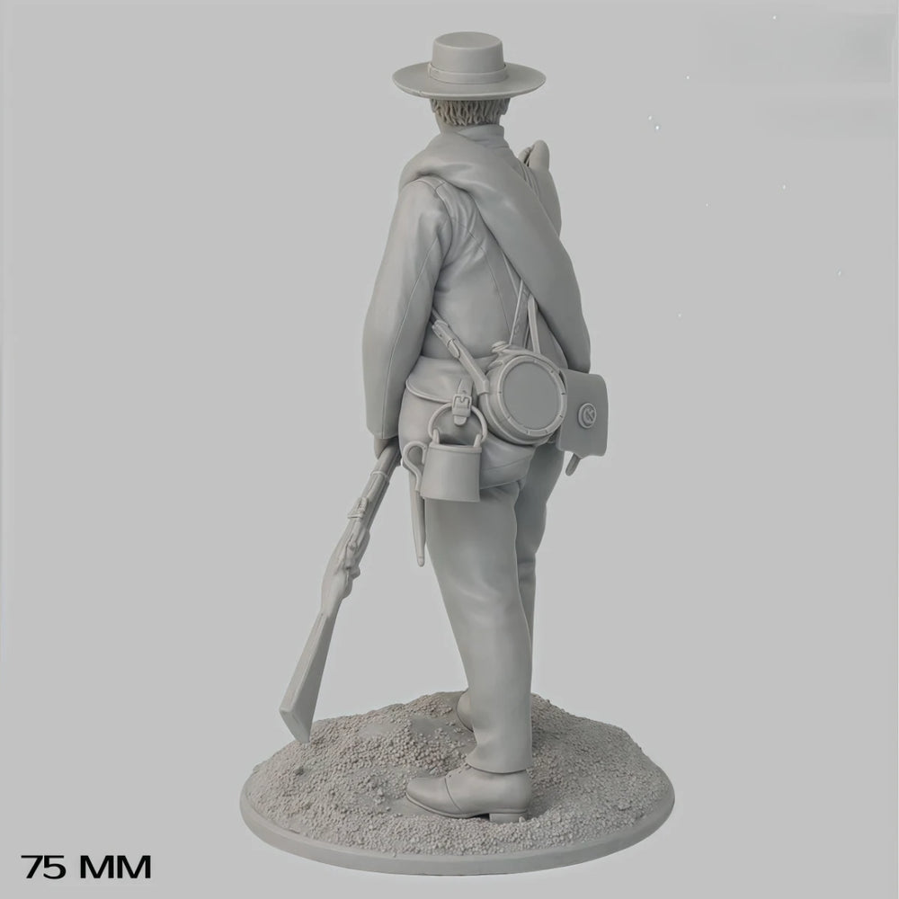 75mm American Civil War Confederate Soldier, Resin Model Figure Kit, Unassembled and Unpainted