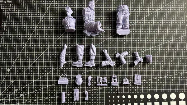 1/16 WWII German Panzer Crew Set, 2 Figures, Resin Model Figure Kit, Unassembled and Unpainted