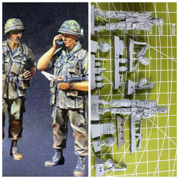 1/35 Vietnam War US Infantry Officers, 2 Figures, Resin Model Figure Kit, Unassembled and Unpainted
