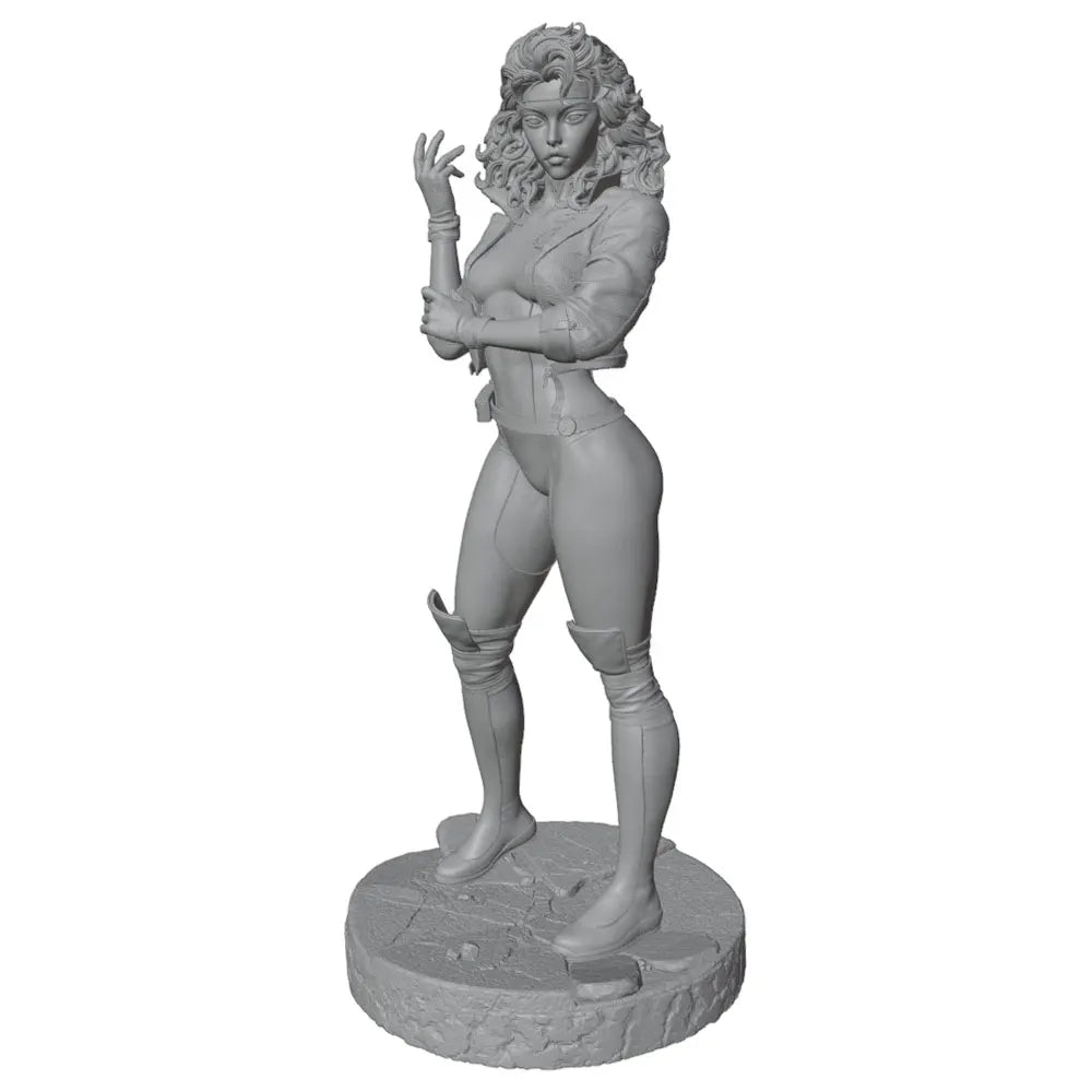 75mm Curly-Haired Warrior in Leather Jacket, Resin Model Figure Kit, Unassembled and Unpainted