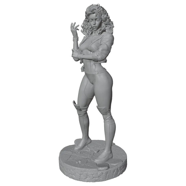 75mm Curly-Haired Warrior in Leather Jacket, Resin Model Figure Kit, Unassembled and Unpainted