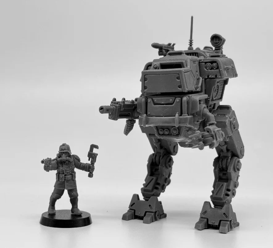 28mm Grimguard Walker MK1, 5 Figures, Resin Model Vehicle Kit, Sci-Fi Theme, Unassembled and Unpainted