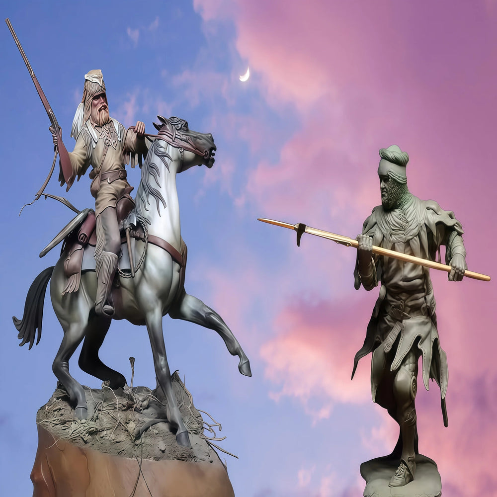 1/24 Medieval Fantasy Nordic Warriors with Mounted Archer, 4 Figures, Resin Model Figure Kit, Unassembled and Unpainted
