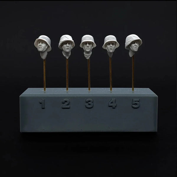 1/35 WWI Soldier Heads, 5 Figures, Resin Model Bust Kit, Unassembled and Unpainted