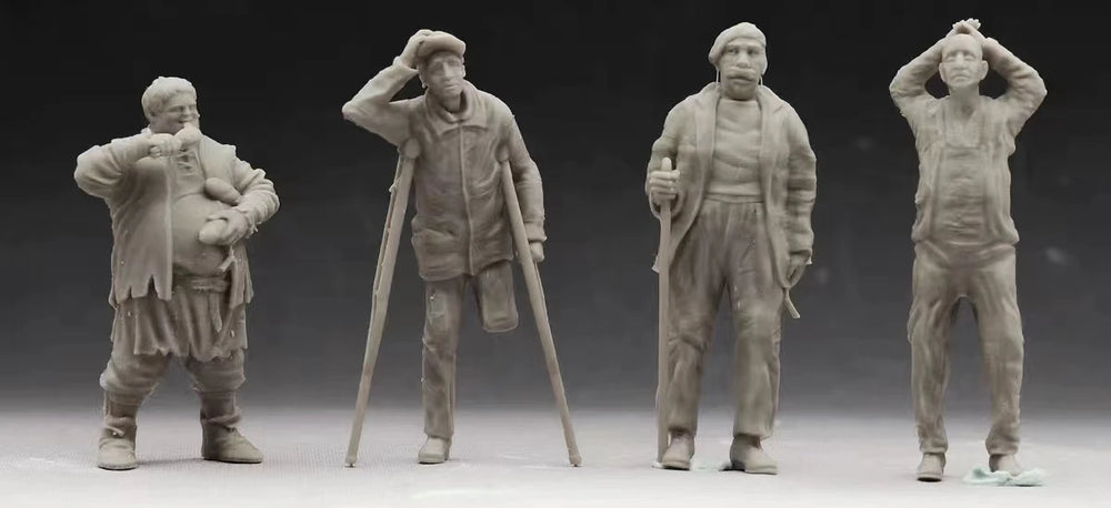 1/35 WWI Infantry Squad with Wounded Veteran, 4 Figures, Resin Model Figure Kit, Unassembled and Unpainted
