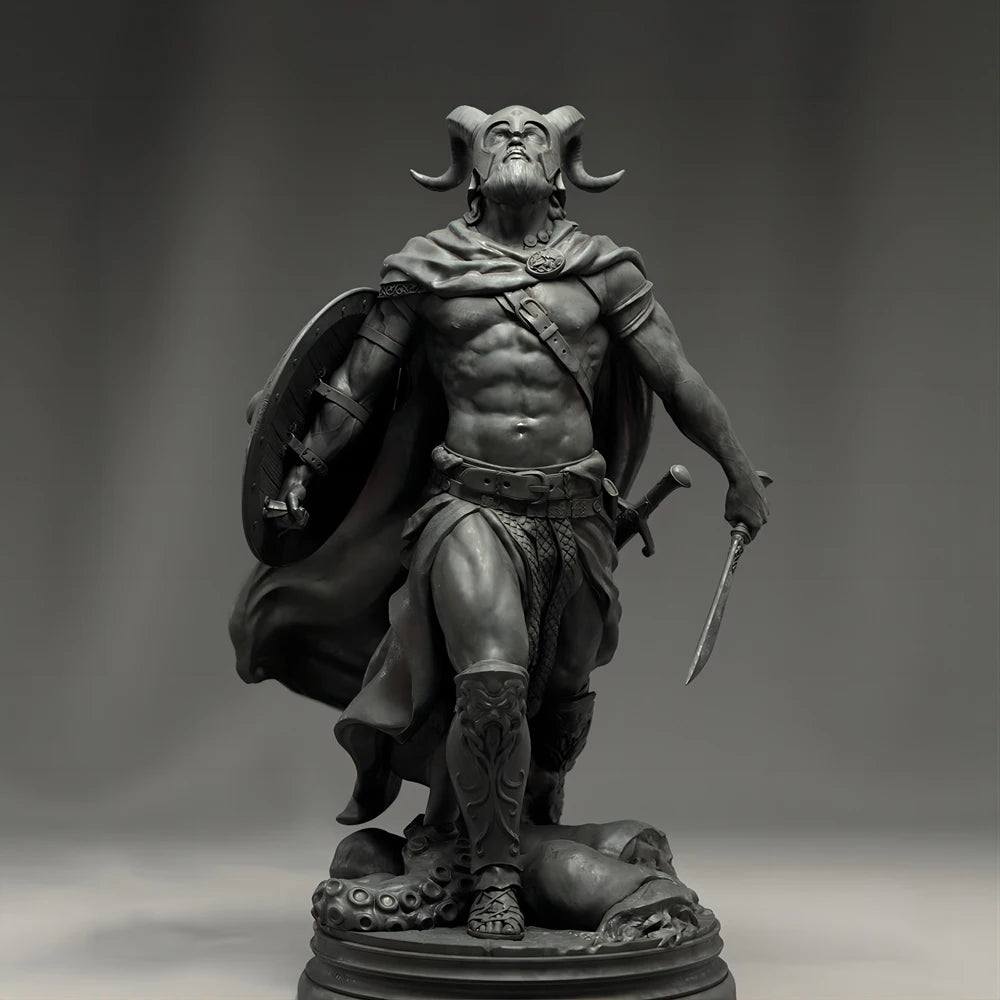 1/24 Spiral-Horned Demon Lord with Cloak, Resin Model Figure Kit, Fantasy Theme, Unassembled and Unpainted