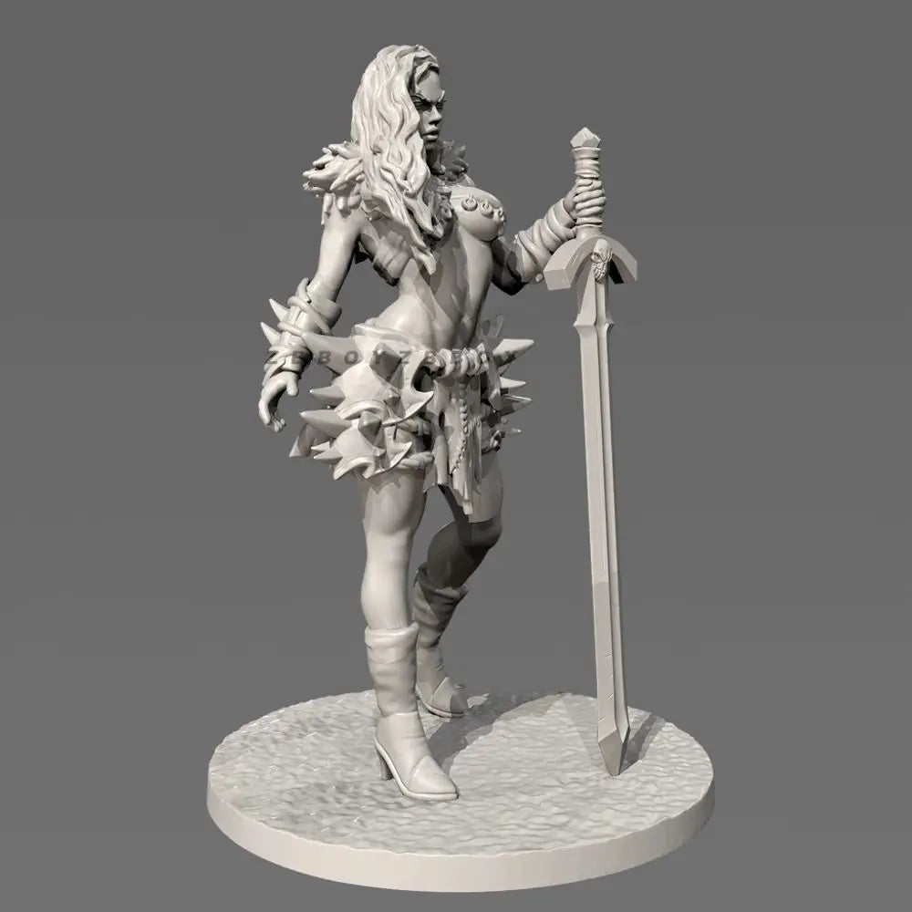 70mm Female Barbarian, Resin Model Figure Kit, Fantasy Theme, Unassembled and Unpainted