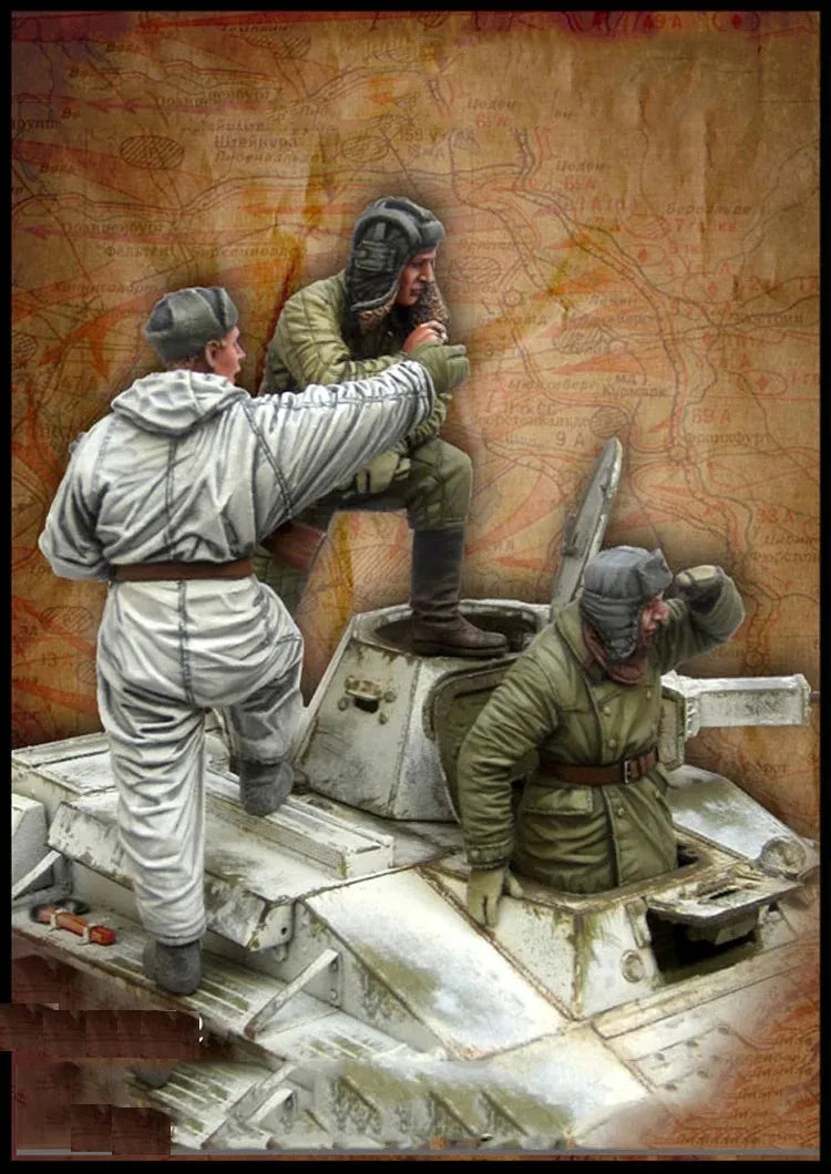 1/35 WWII German Combat, 3 Figures, Resin Model Diorama Kit, Unassembled and Unpainted