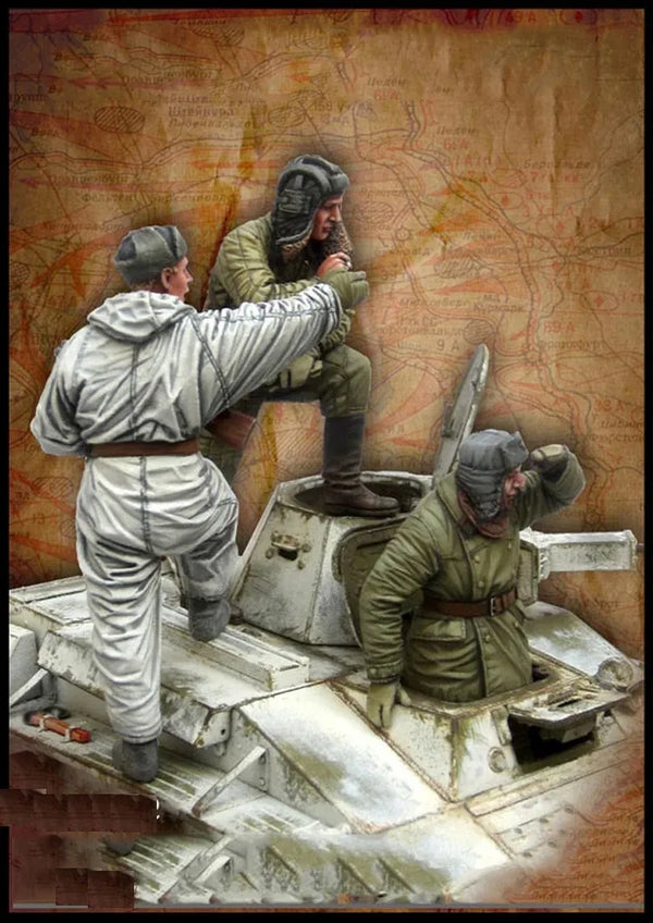 1/35 WWII German Combat, 3 Figures, Resin Model Diorama Kit, Unassembled and Unpainted
