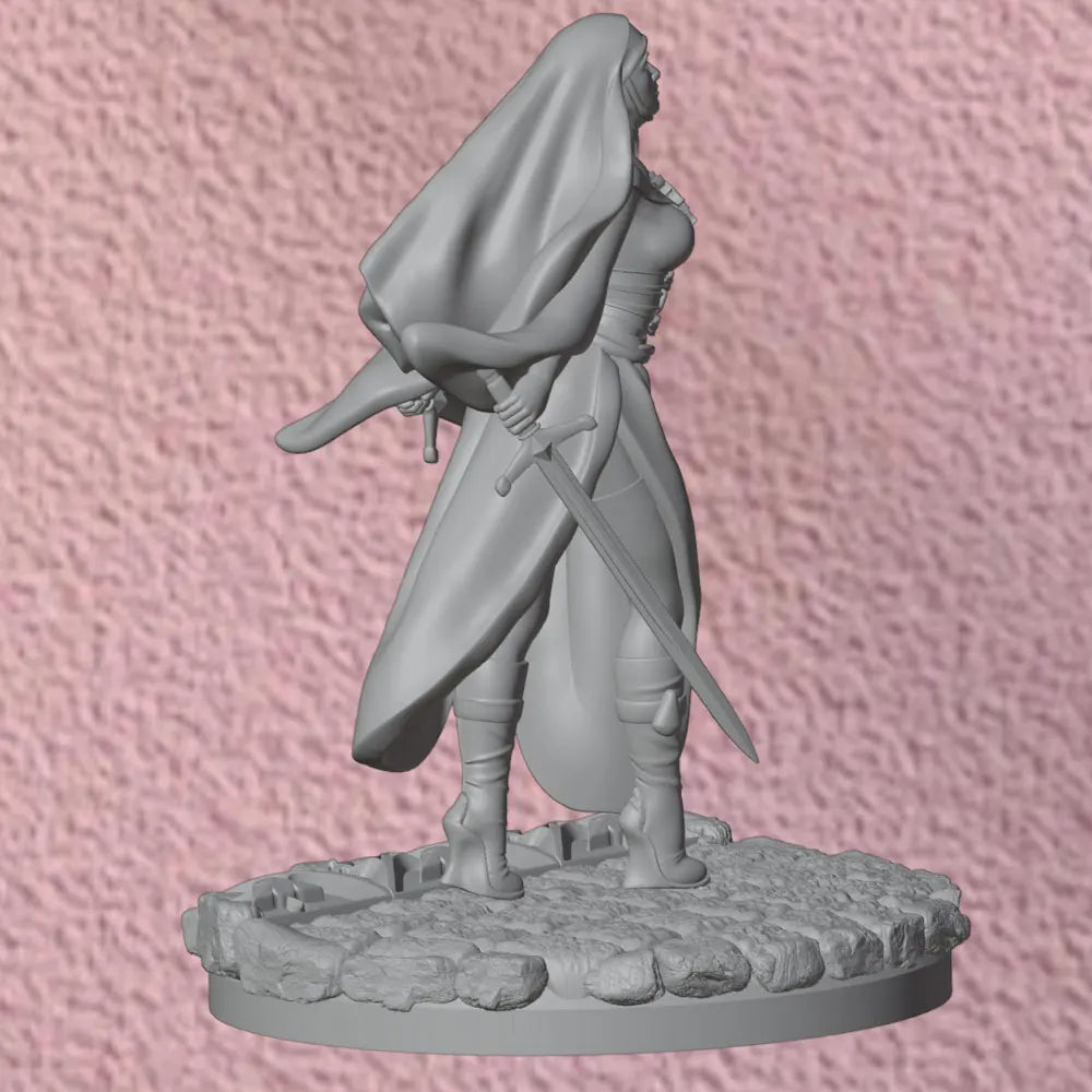 75mm Medieval Sword-Wielding Nun Warrior, Resin Model Figure Kit, Unassembled and Unpainted