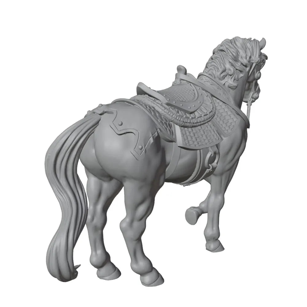 50mm Ornate Armored War Horse, Resin Model Creature Kit, Fantasy Theme, Unassembled and Unpainted