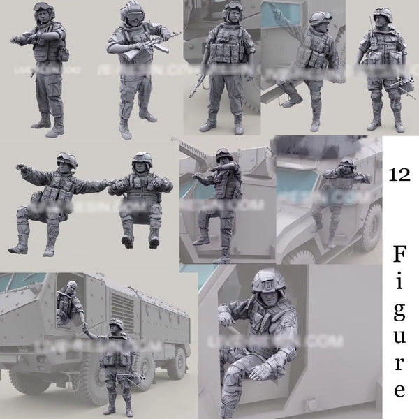 1/35 Modern Infantry Squad Climbing and Engaging, 12 Figures, Resin Model Figure Kit, Unassembled and Unpainted