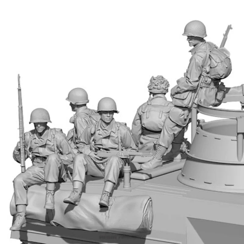 1/35 WWII US Infantry Boarding Transport Truck, 12 Figures, Resin Model Figure Kit, Unassembled and Unpainted