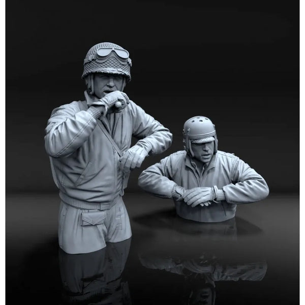 1/16 WWII Aviator Busts, 2 Figures, Resin Model Figure Kit, Unassembled and Unpainted