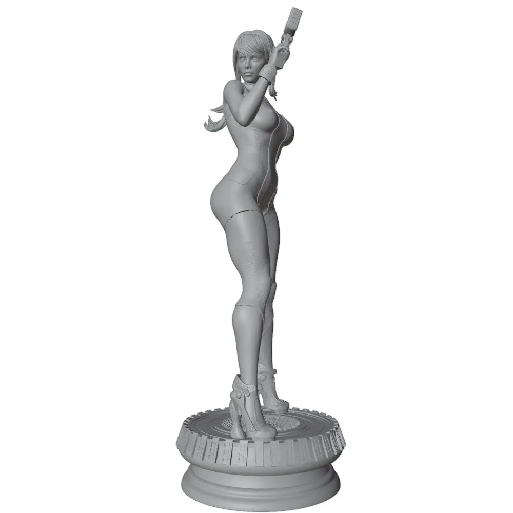 1/24 Female Commando with Rifle and Gadget, Resin Model Figure Kit, Sci-Fi Theme, Unassembled and Unpainted
