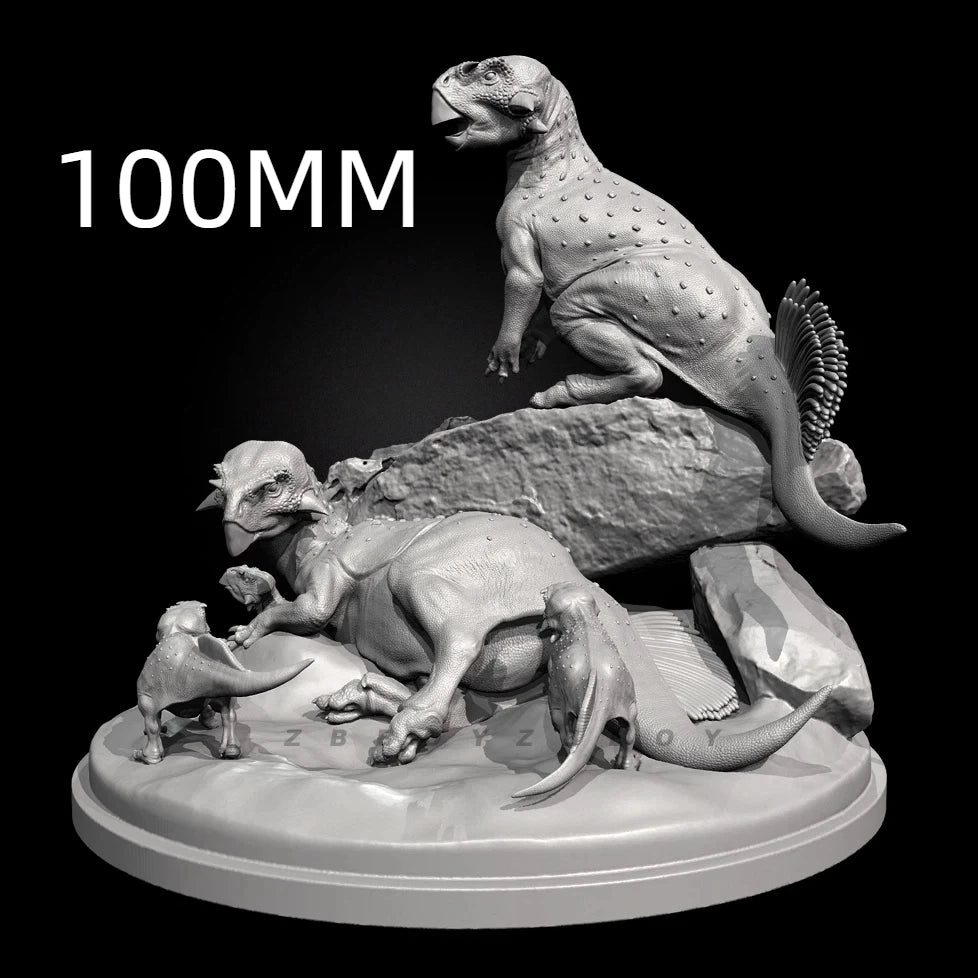 100mm Prehistoric Dinosaur, 7 Figures, Resin Model Diorama Kit, Wildlife Theme, Unassembled and Unpainted