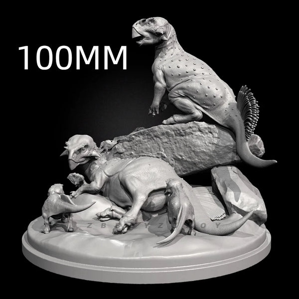 100mm Prehistoric Dinosaur, 7 Figures, Resin Model Diorama Kit, Wildlife Theme, Unassembled and Unpainted