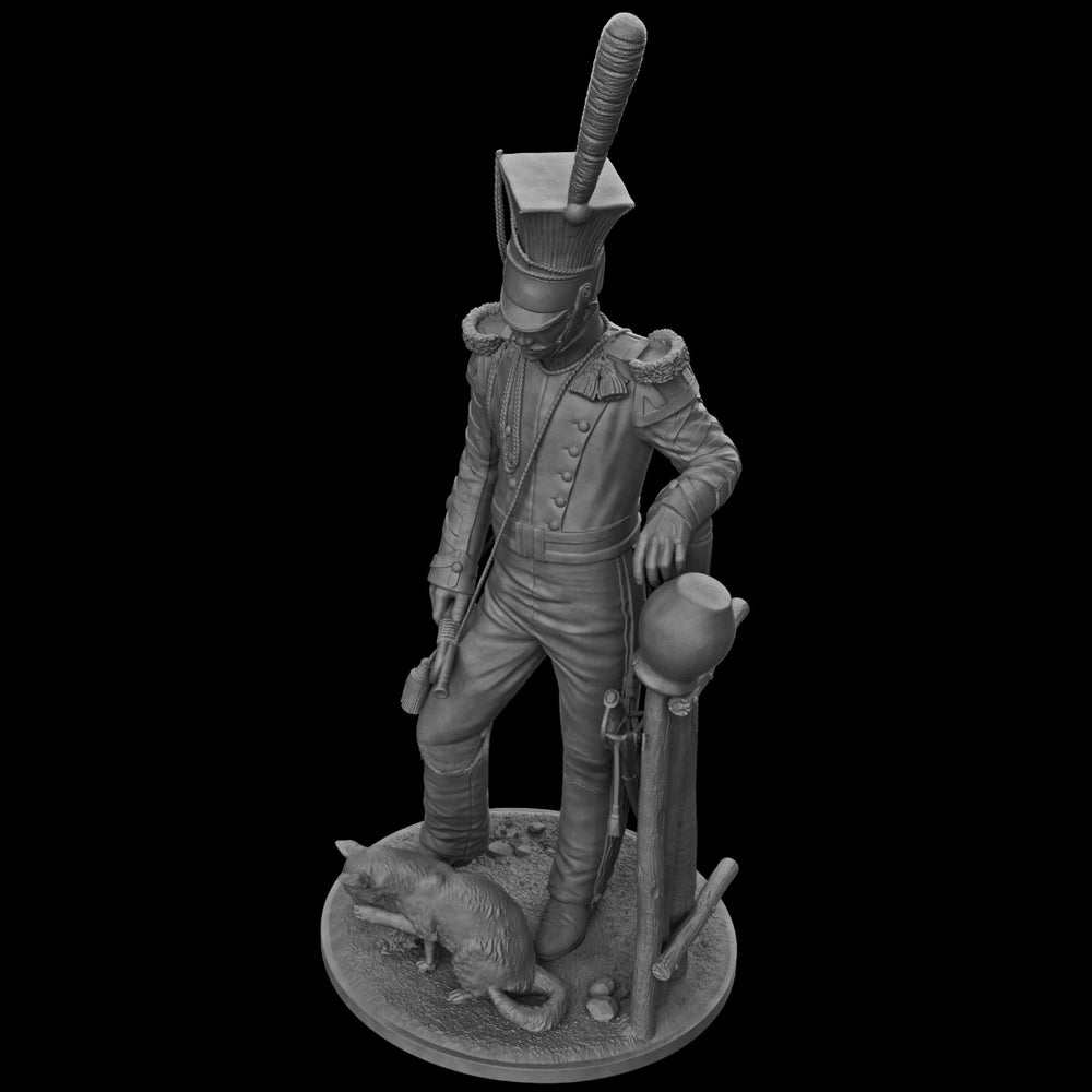 54mm Napoleonic Russian Cavalry Soldier, Resin Model Figure Kit, Unassembled and Unpainted