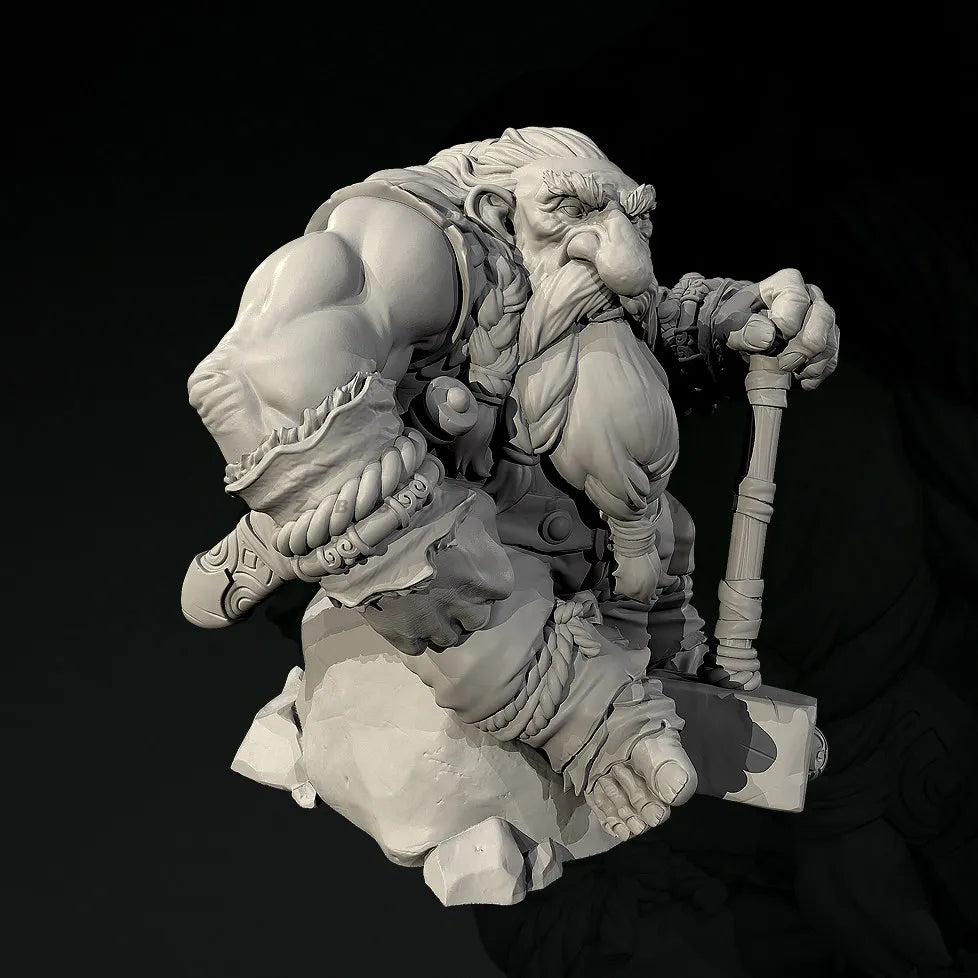 65mm Dwarf, Resin Model Bust Kit, Fantasy Theme, Unassembled and Unpainted
