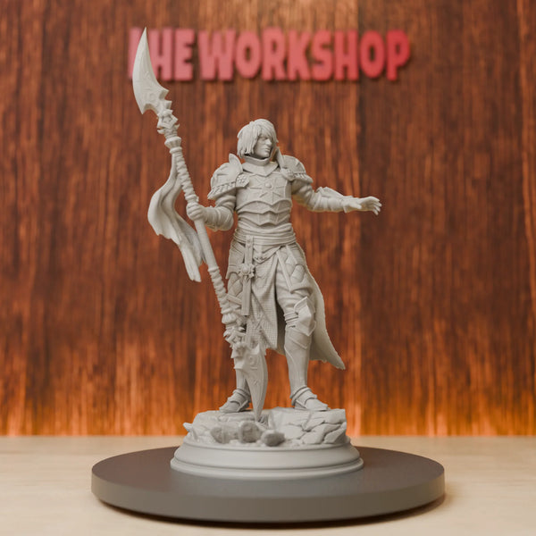 75mm Polearm Paladin, Resin Model Figure Kit, Fantasy Theme, Unassembled and Unpainted