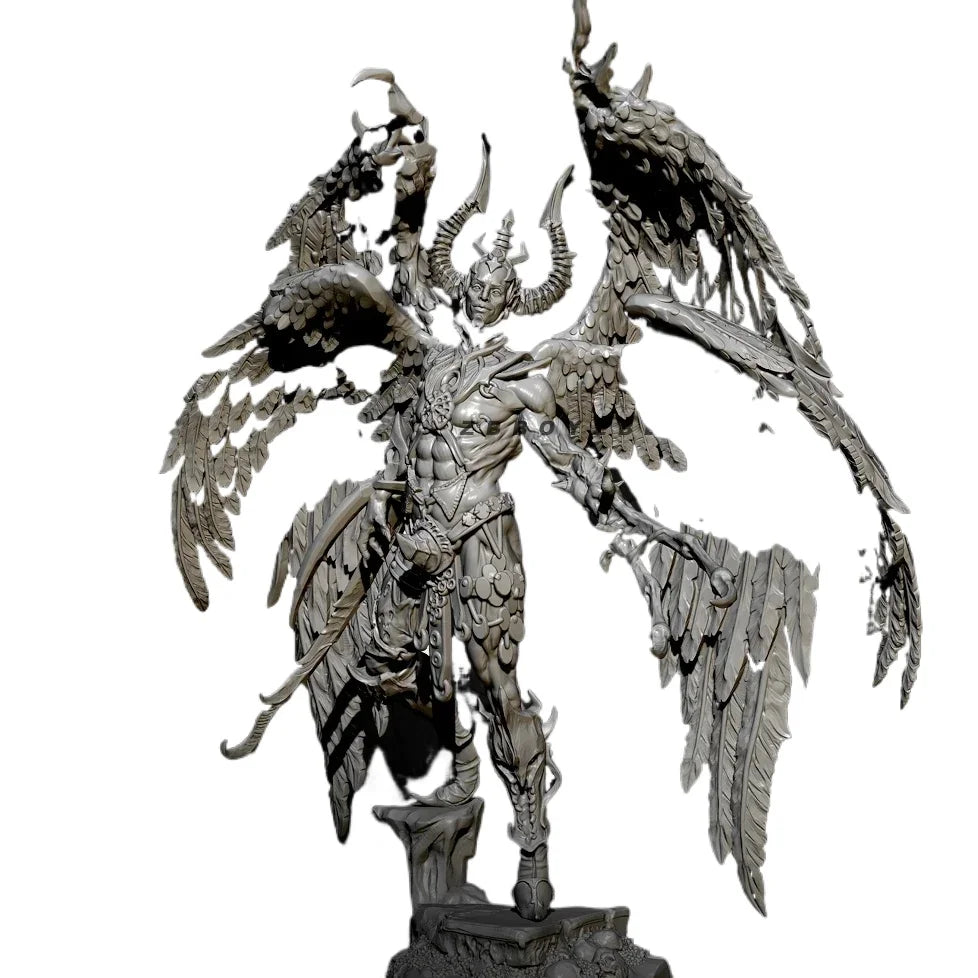 80mm Dark Fantasy Demon with Wings, Resin Model Figure Kit, Fantasy Theme, Unassembled and Unpainted