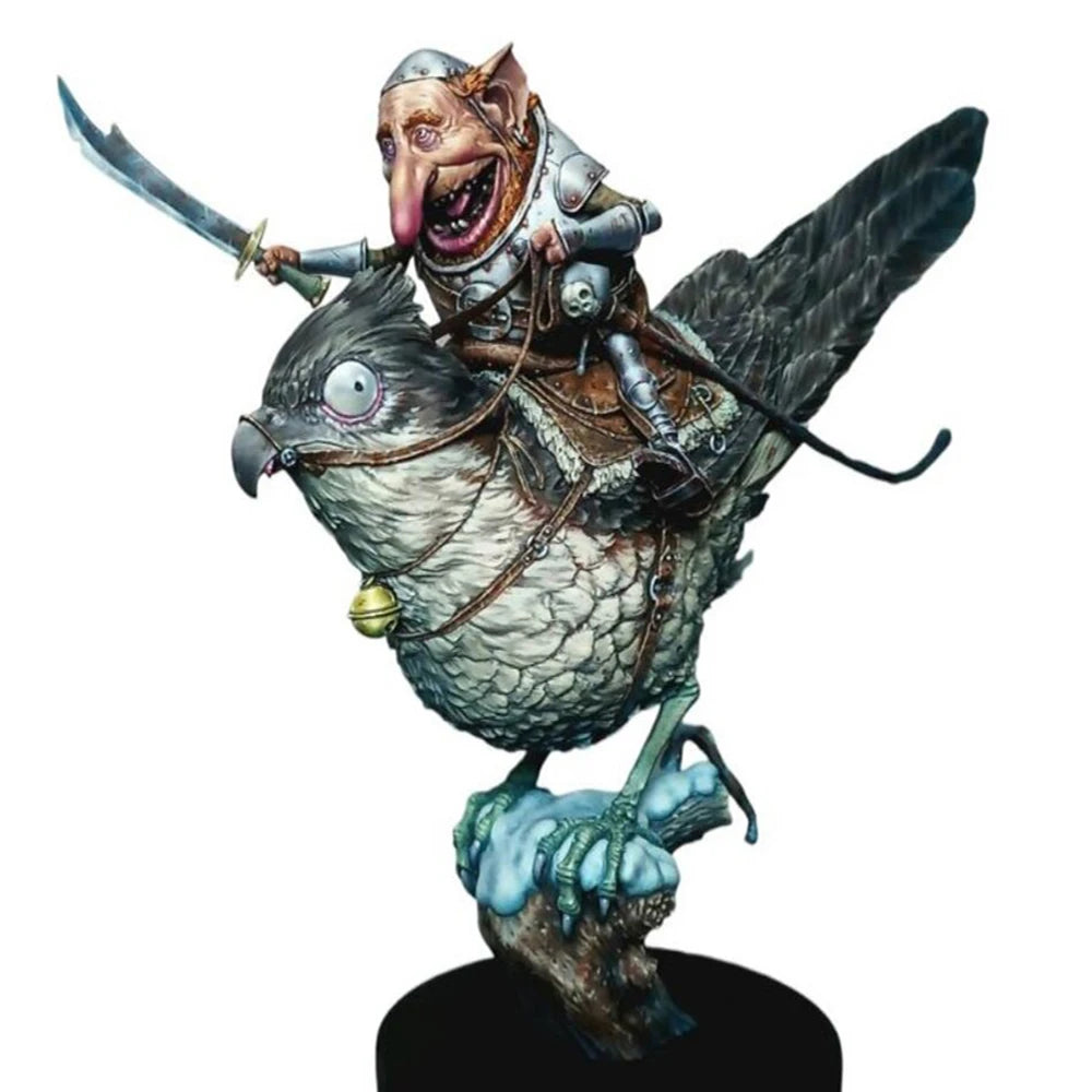 1/32 Winged Demon Beast with Mounted Warrior, Resin Model Figure Kit, Fantasy Theme, Unassembled and Unpainted