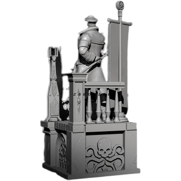 75mm WWII Armored Executioner on Skull Pedestal, Resin Model Figure Kit, Unassembled and Unpainted