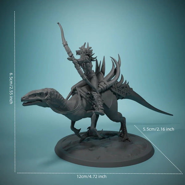 72mm Dragon-Mounted Archer, Resin Model Figure Kit, Fantasy Theme, Unassembled and Unpainted