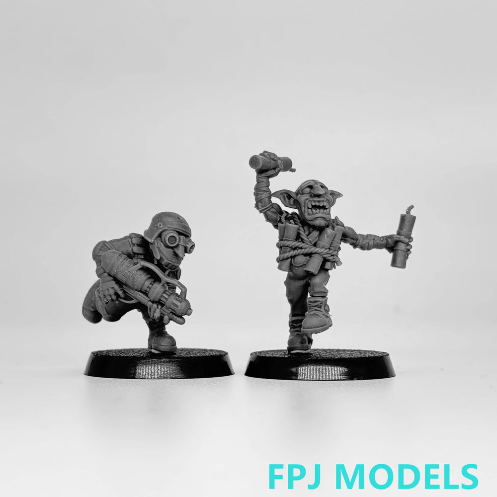28mm Armored Sci-Fi Troopers with Heavy Weapons, 18 Figures, Resin Model Figure Kit, Sci-Fi Theme, Unassembled and Unpainted