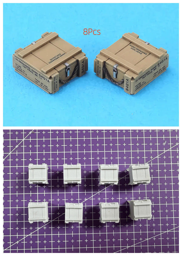 1/35 WWII Military Equipment & Storage, Resin Model Terrain Kit, Unpainted