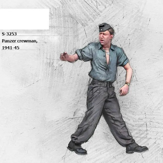 1/35 WWII German Soldier in Work Shirt Gesturing, Resin Model Figure Kit, Unassembled and Unpainted