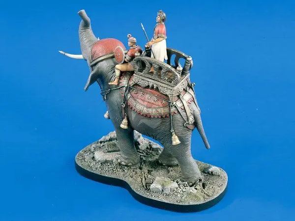 1/32 War Elephant with Howdah, 3 Figures, Resin Model Diorama Kit, Historical Theme, Unassembled and Unpainted
