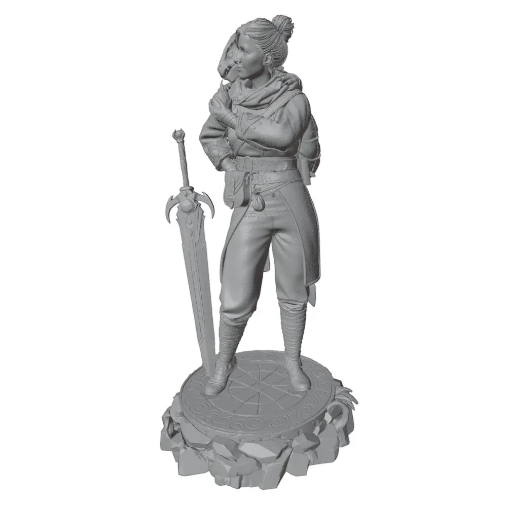 75mm Female Warrior with Spiked Mohawk and Greatsword, Resin Model Figure Kit, Fantasy Theme, Unassembled and Unpainted