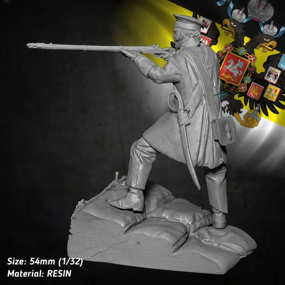 54mm WWI Russian Imperial Marksman, Resin Model Figure Kit, Unassembled and Unpainted
