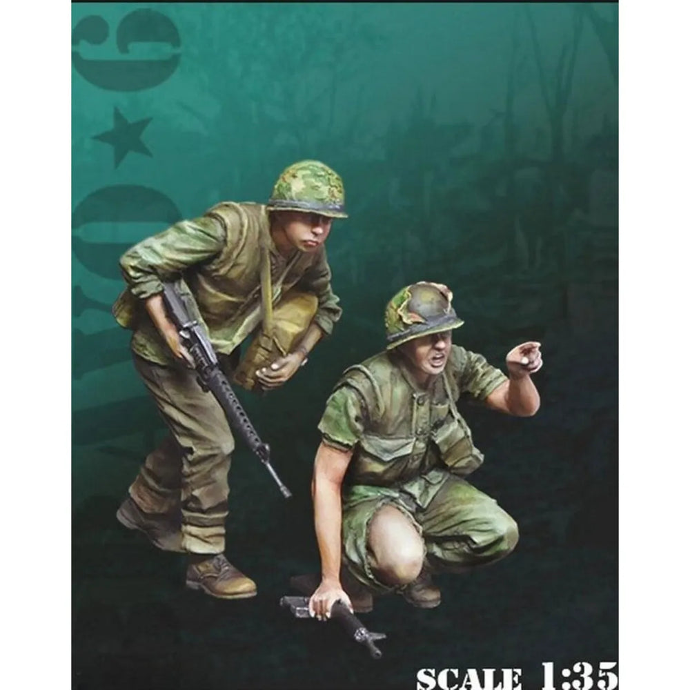 1/35 Vietnam War US Rifle Squad in Combat Positions, 5 Figures, Resin Model Figure Kit, Unassembled and Unpainted