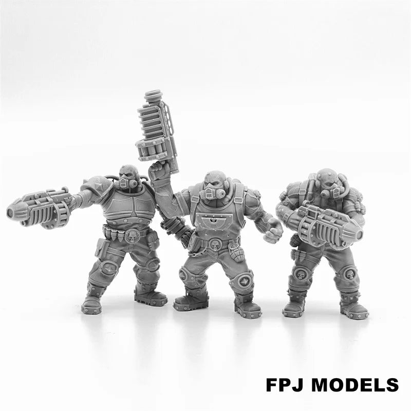28mm Heavy Grimdark Power Armor Squad, 15 Figures, Resin Model Figure Kit, Sci-Fi Theme, Unassembled and Unpainted