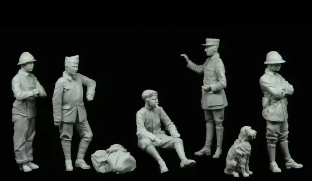 1/35 WWI Officers & Soldiers, Resin Model Figure Kit, Unassembled and Unpainted