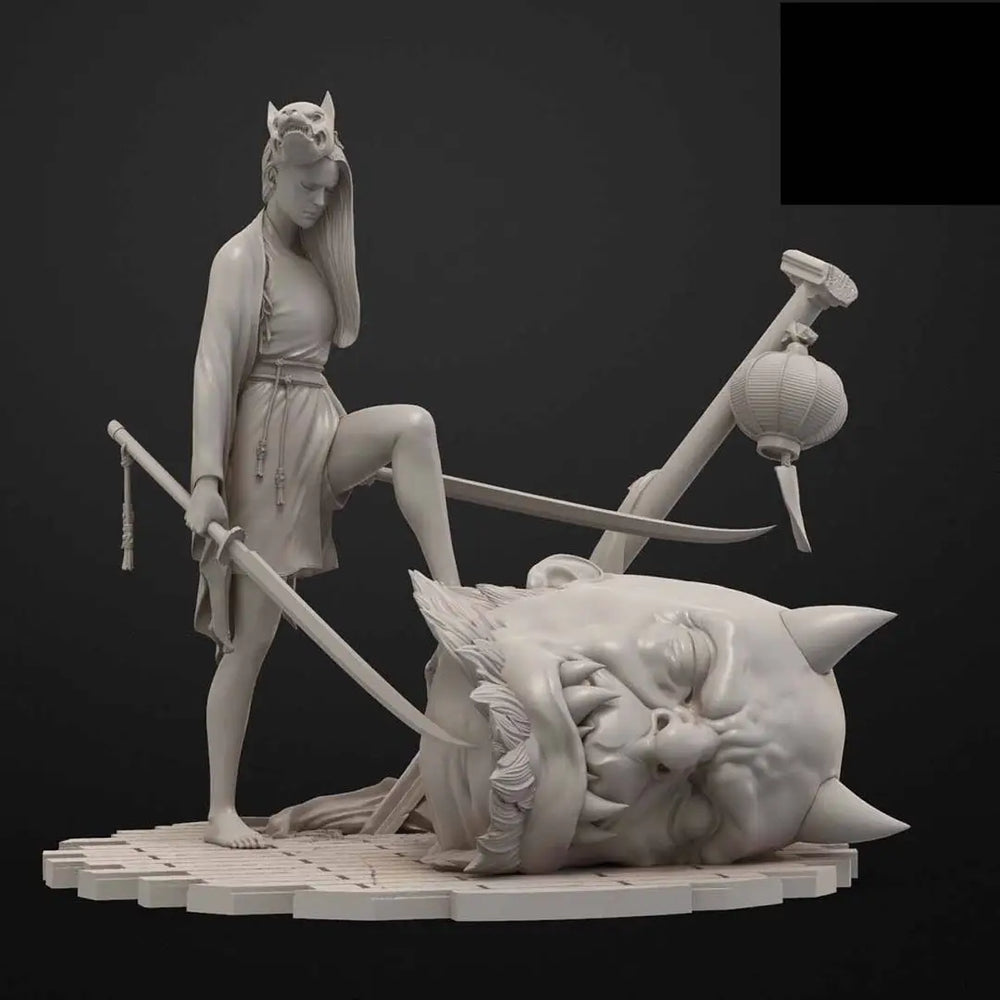 1/24 Sorceress with Demonic Familiar Over Captive, Resin Model Figure Kit, Unassembled and Unpainted