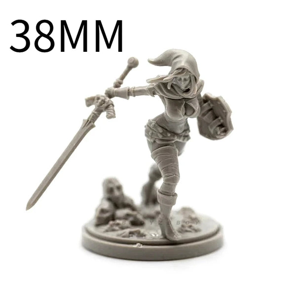38mm Female Warrior with Wrapped Legs and Greatsword, Resin Model Figure Kit, Fantasy Theme, Unassembled and Unpainted