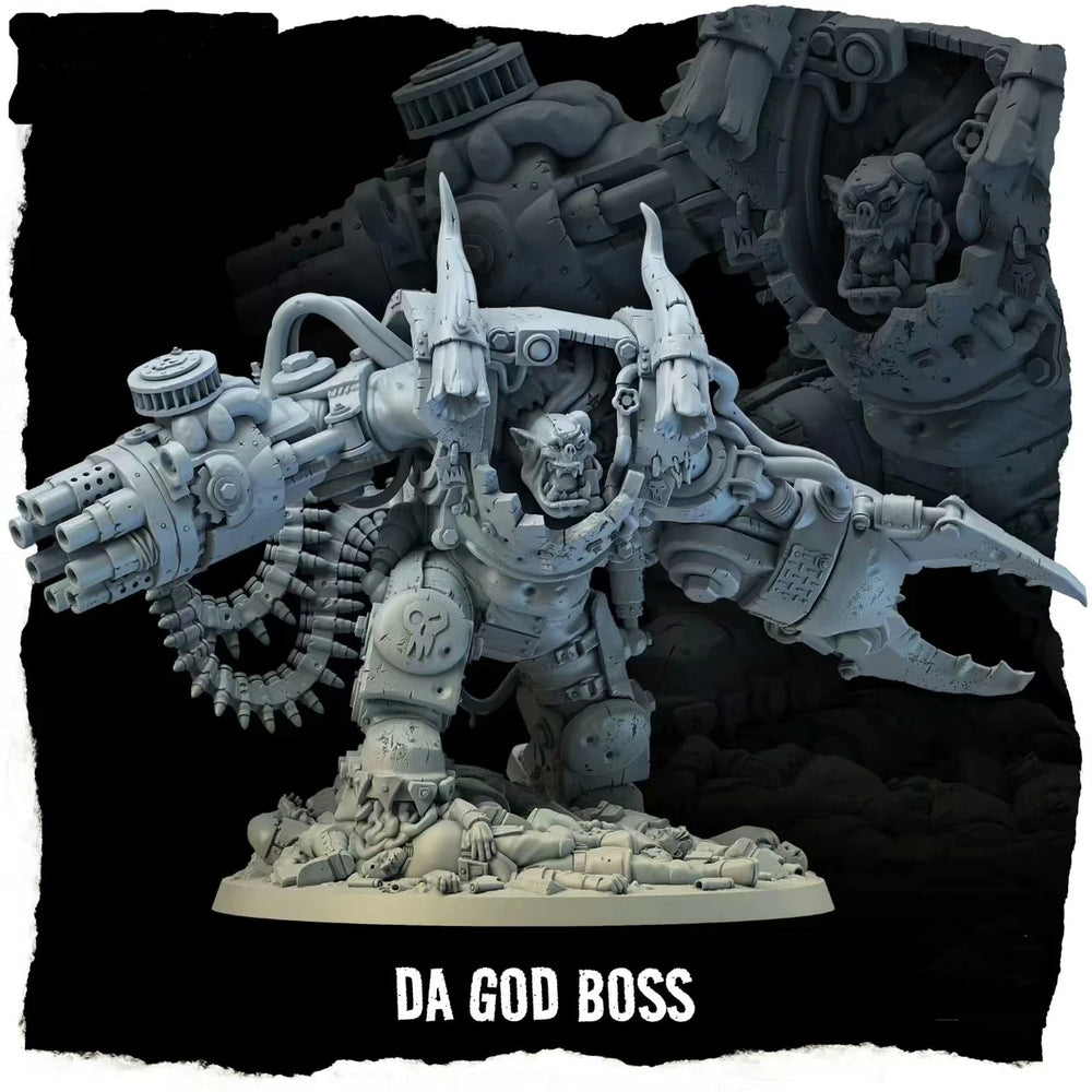 Grimdark Sci-Fi Ork Warrior, Resin Model Figure Kit, Sci-Fi Theme, Unassembled and Unpainted