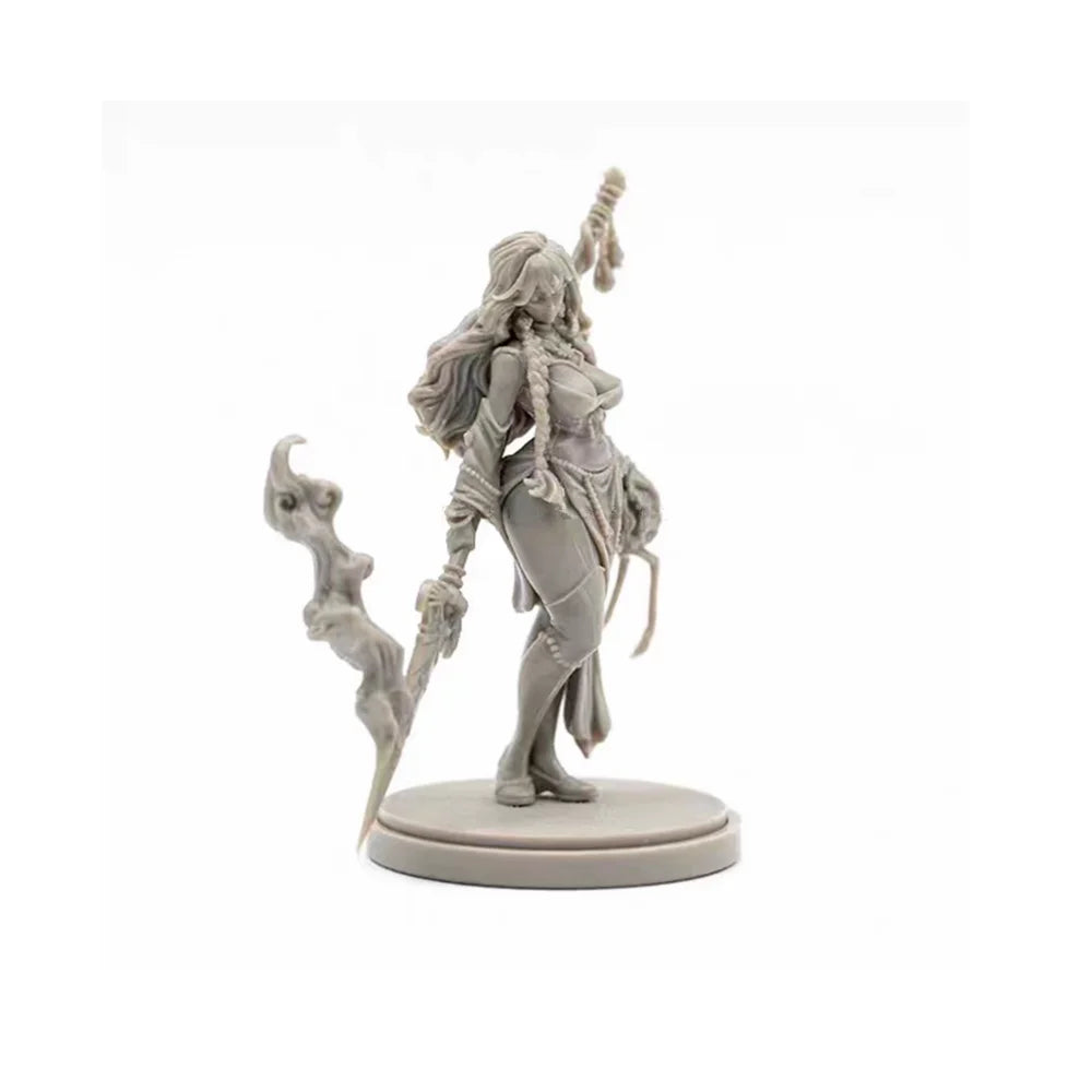 Sorceress with Wyvern Familiar and Staff, Resin Model Figure Kit, Fantasy Theme, Unassembled and Unpainted