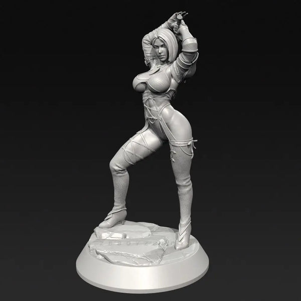 75mm Female Warrior with Ornate Circlet and Sword, Resin Model Figure Kit, Fantasy Theme, Unassembled and Unpainted