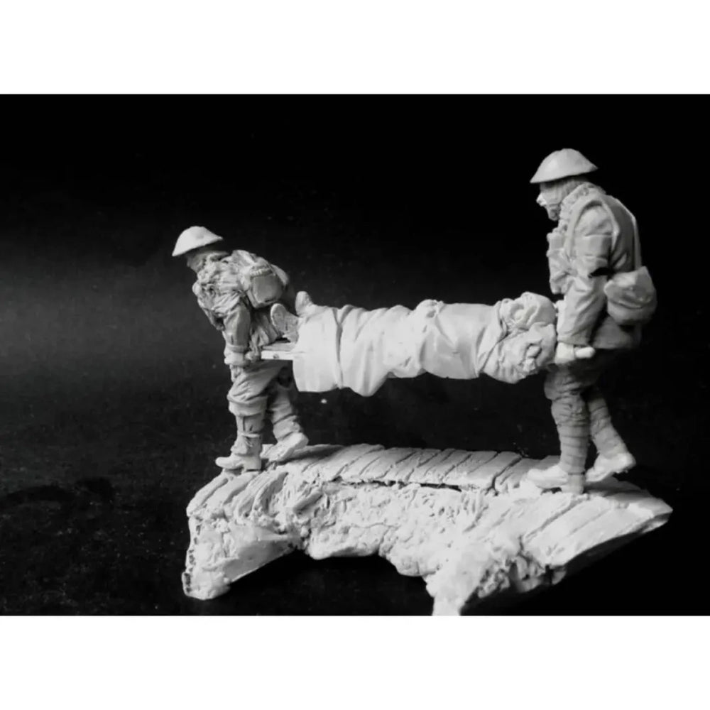 54mm WWI Allied Stretcher Team, 3 Figures, Resin Model Figure Kit, Unassembled and Unpainted