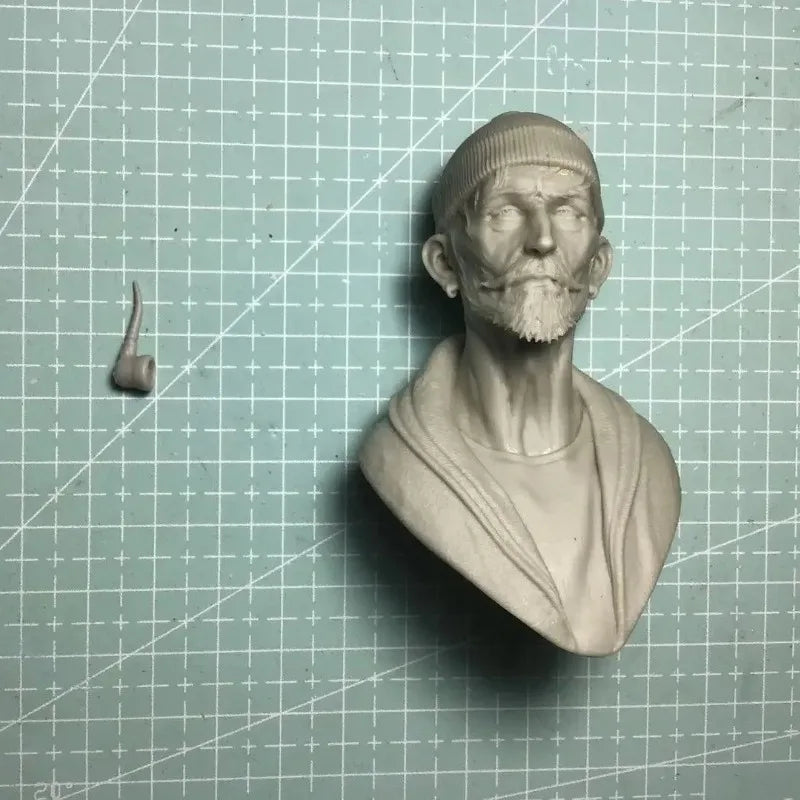 1/9 Old Man Smoking Pipe, Resin Model Bust Kit, Historical Theme, Unassembled and Unpainted