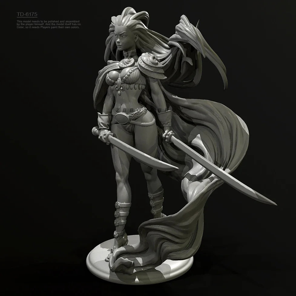 50mm Long-Haired Warrior Lunging with Sword, Resin Model Figure Kit, Fantasy Theme, Unassembled and Unpainted
